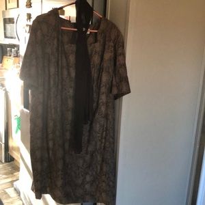 Studio C  28W brown snake skin print dress with Brown scarf